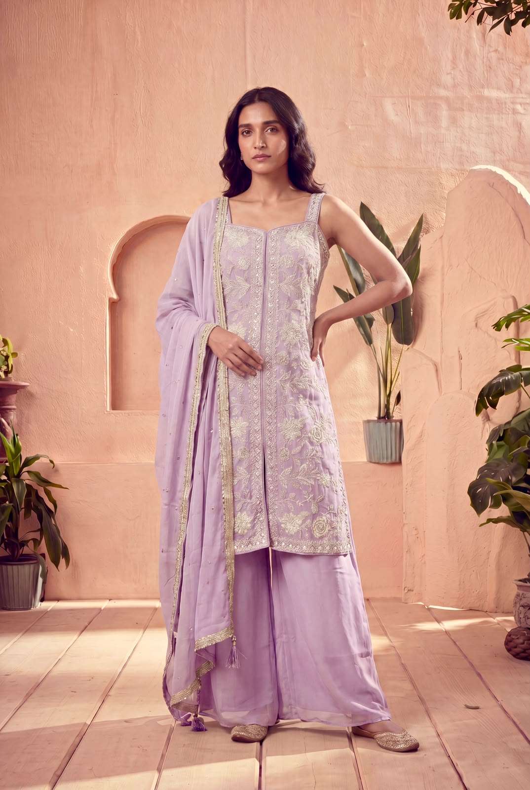 INLI PARTY COLLECTION SILK HEAVY EMBROIDERD DESIGNER FESTIVE WEAR SUIT