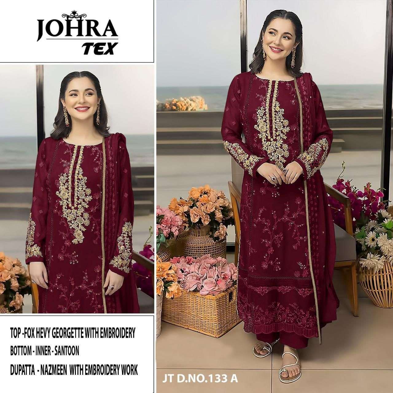 JOHRA TEX JT 133 A GEORGETTE EMBROIDERED DESIGNER WORK SUIT