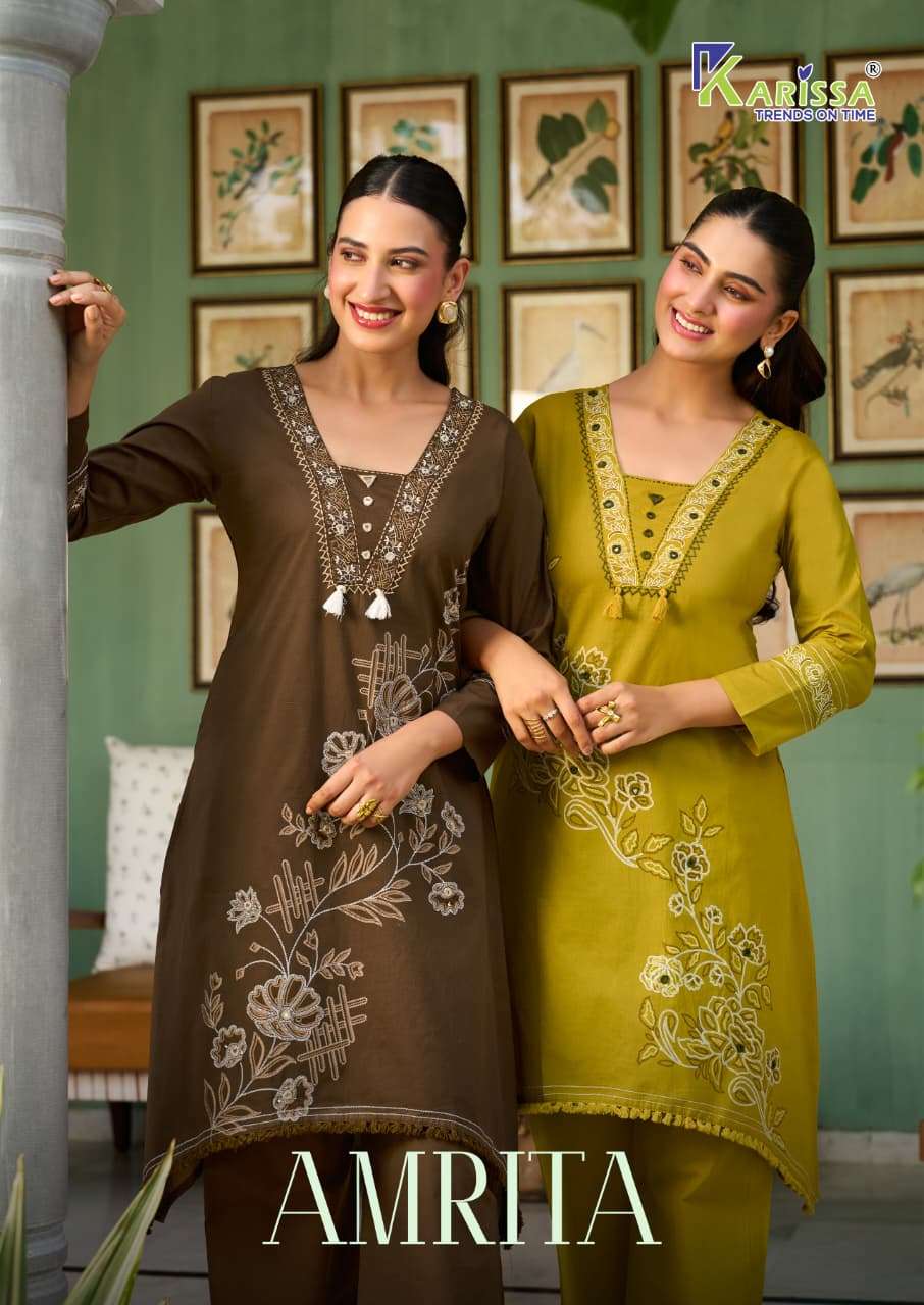 KARISSA AMRITA COTTON FANCY WORK LADIES KURTI WITH BOTTOM PAIR 