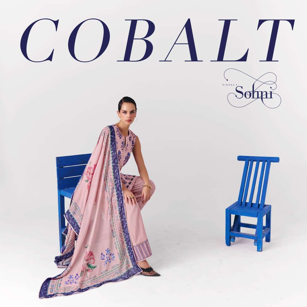 KIMORA SOHNI COBALT VOL 73 COTTON DIGITAL PRINT WITH DESIGNER WORK SUIT