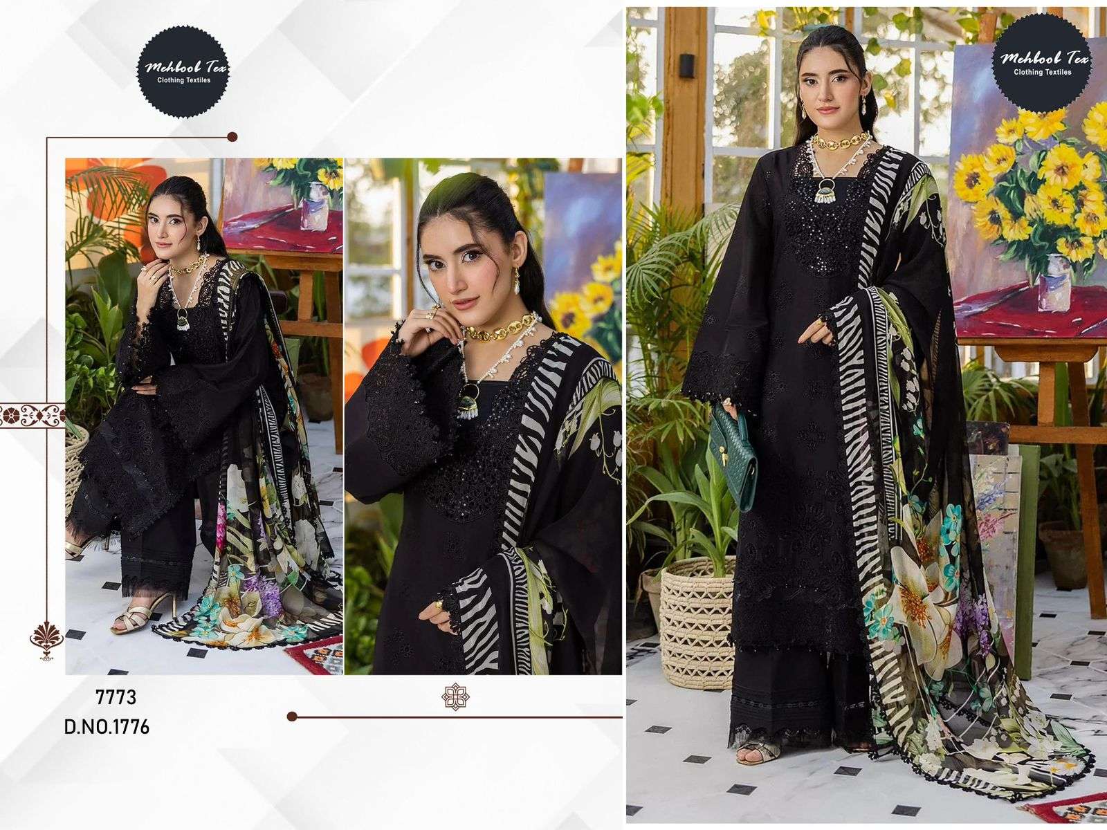 MEHBOOB TEX D NO 1776 COTTON HEAVY PATCH EMBROIDERY WORK SALWAR KAMEEZ 