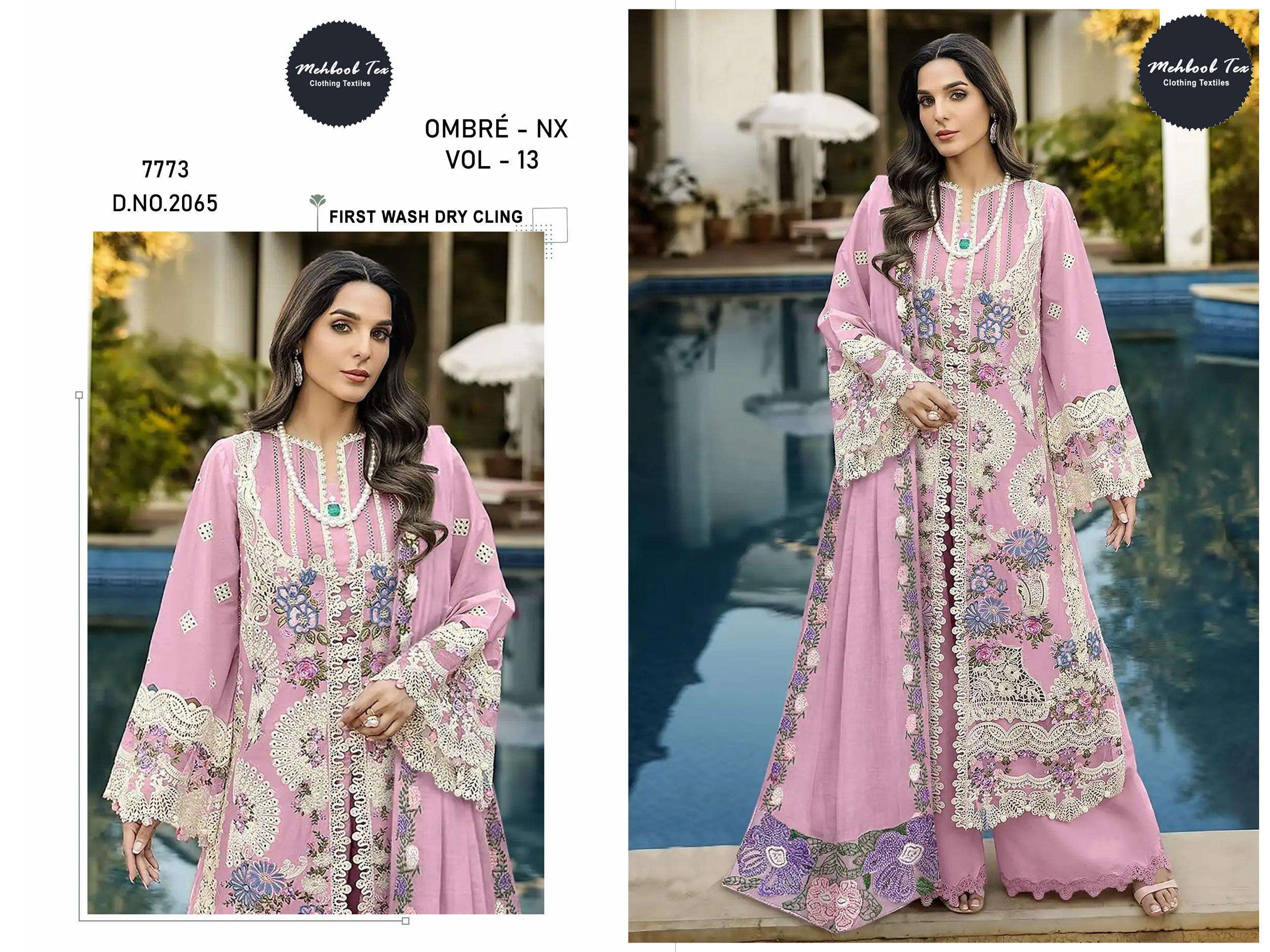 MEHBOOB TEX OMBRE NX VOL 13 COTTON EMBROIDERY DESIGNER WORK PAKISTANI SUIT