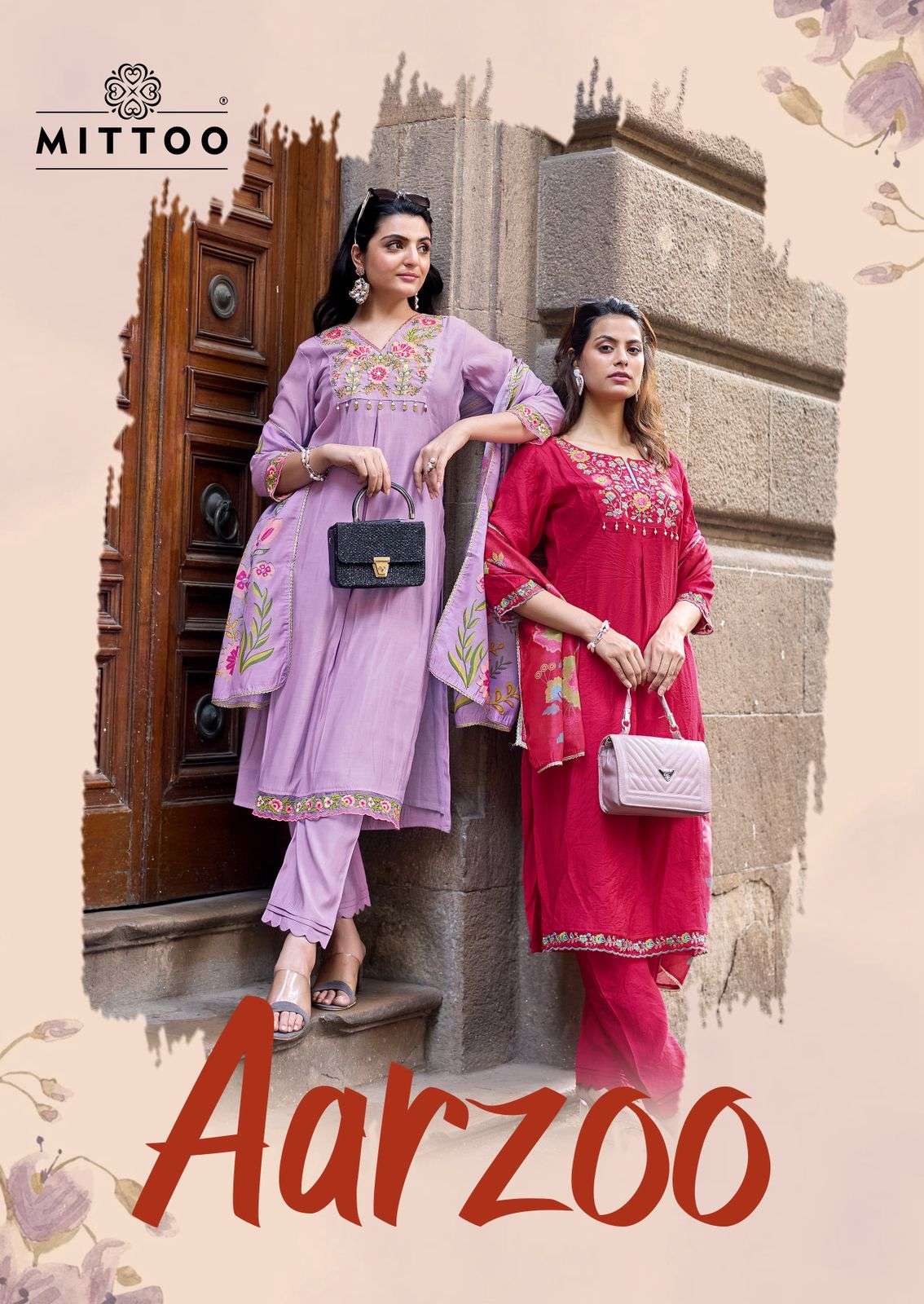 MITTOO AARZOO VISCOSE SILK PREETY LOOK DESIGNER LADIES 3PCS SET COLLECTION 