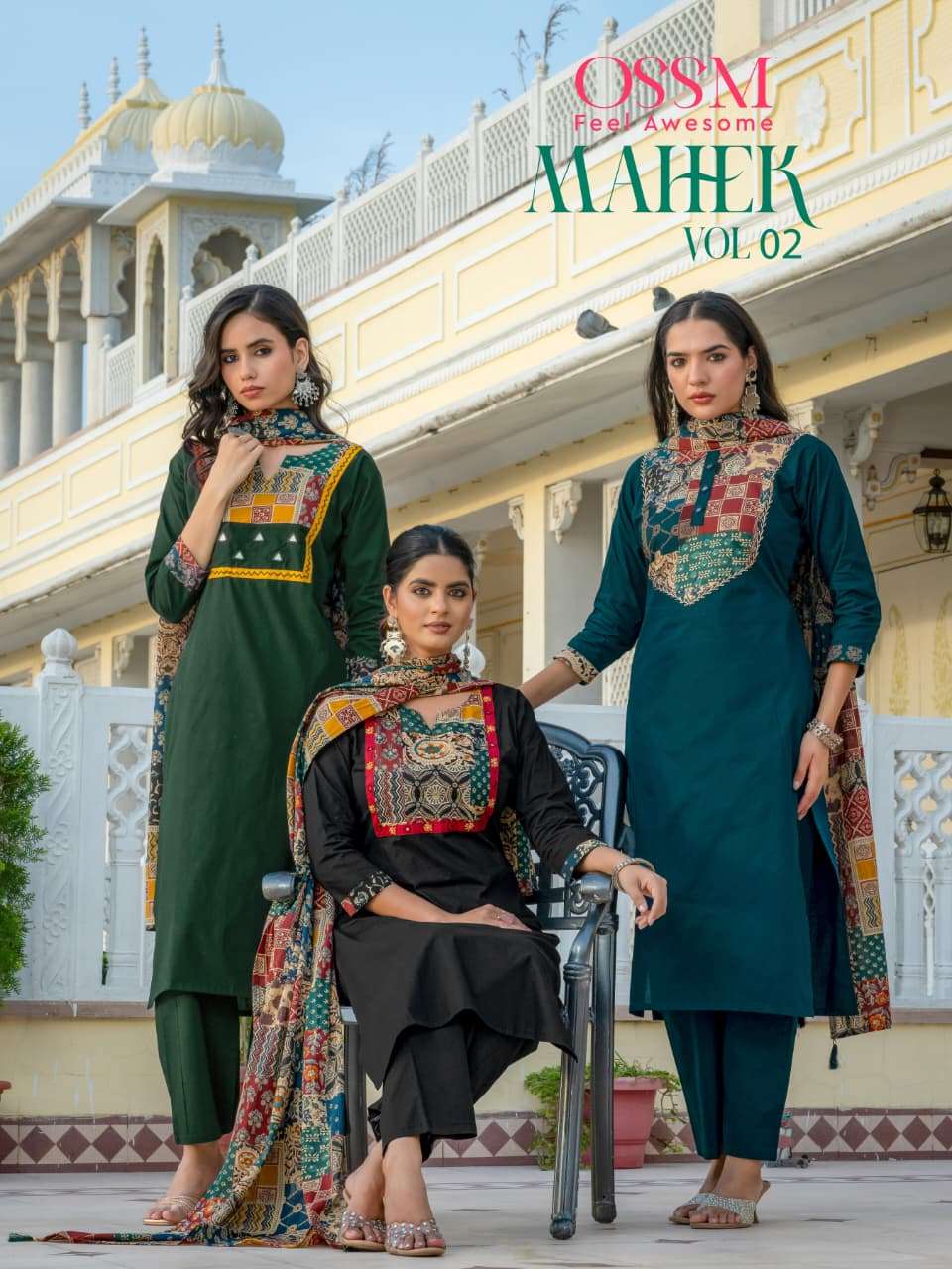 OSSM MAHEK VOL 2 COTTON FANCY EMBROIDERIES WORK READY MADE LADIES SUIT