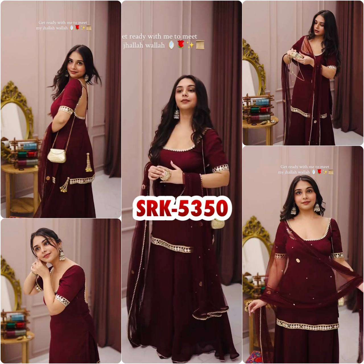 SRK 5250 GEORGETTE SEQUENCE EMBROIDERY DESIGNER WORK PARTY WEAR LADIES SUIT