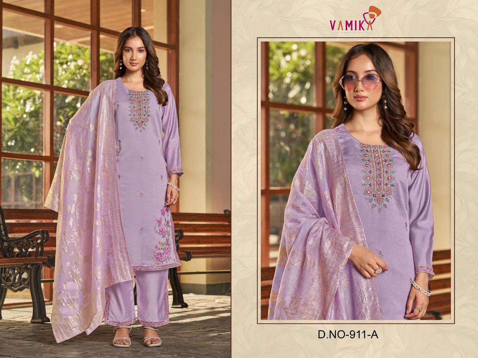VAMIKA SAMEERA VISCOSE FANCY EMBROIDERIES WORK READY MADE LADIES SUIT
