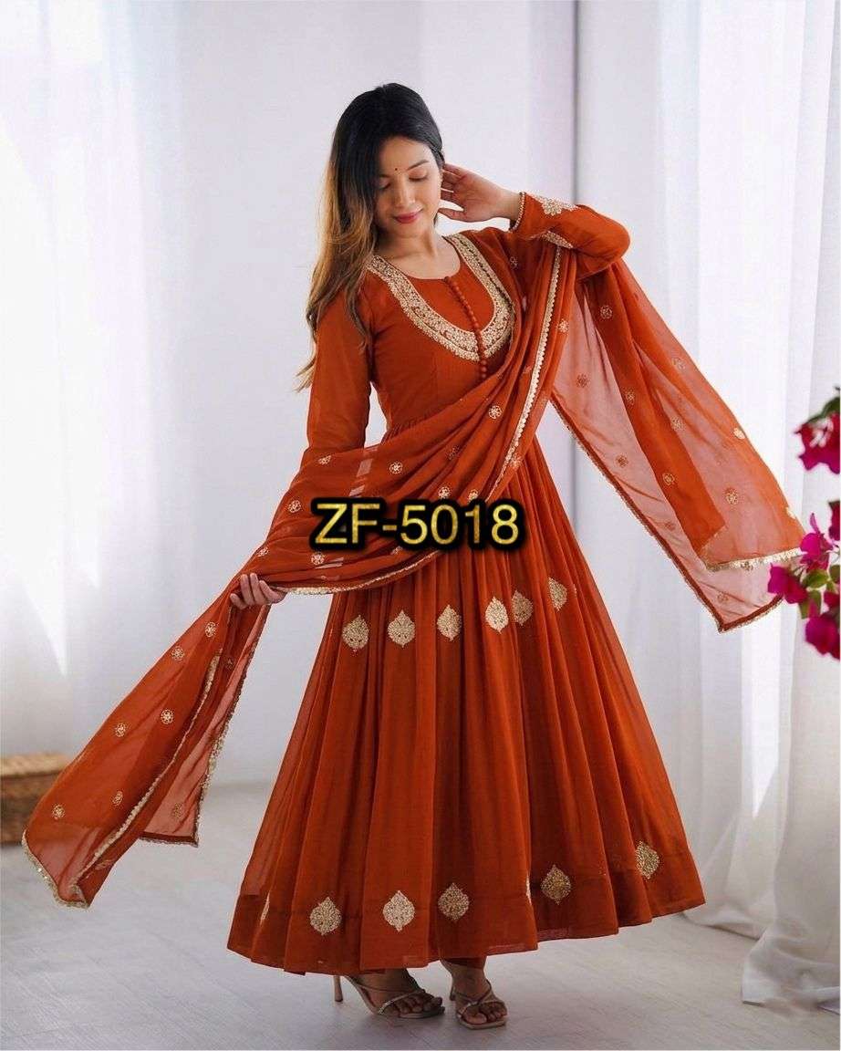 ZF 5018 GEORGETTE DESIGNER LOOK PARTY WEAR ANARKALI GOWN STYLE SUIT 
