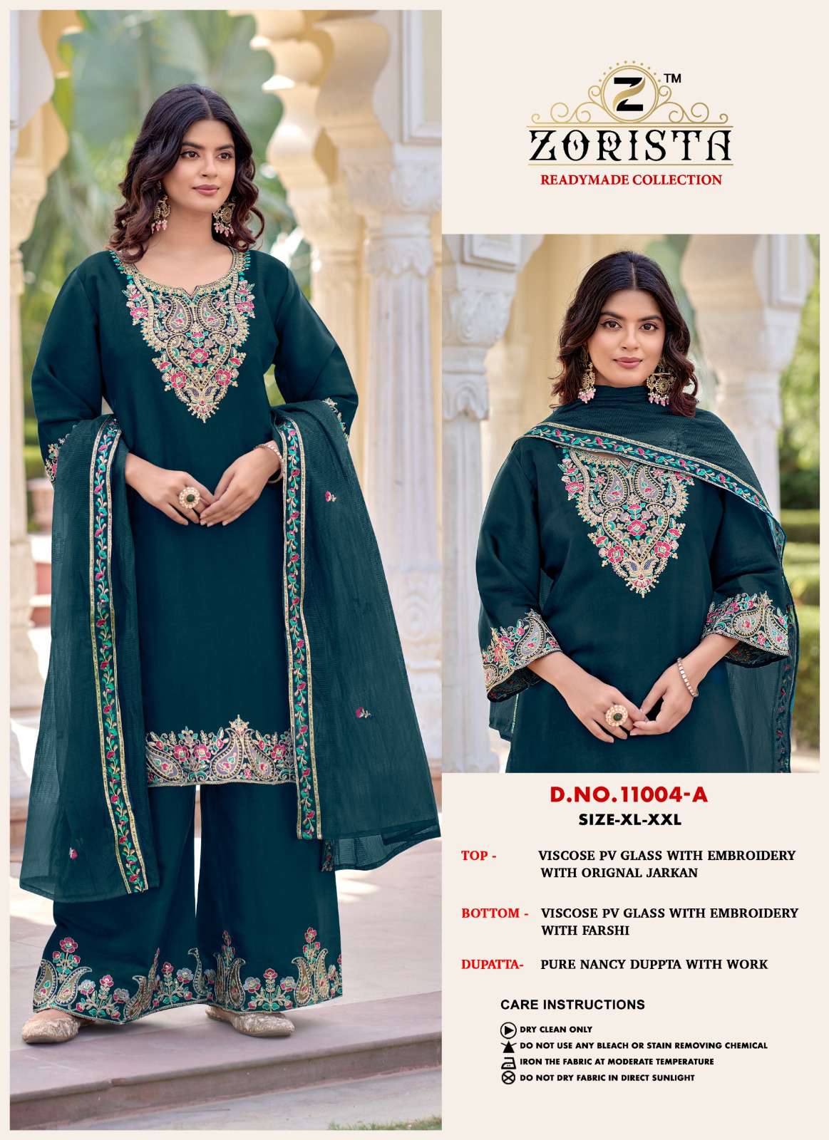 ZORISTA D NO 11004  SILK  WITH HEVAY EMBROIDERY DESIGNER READY MADE SUIT
