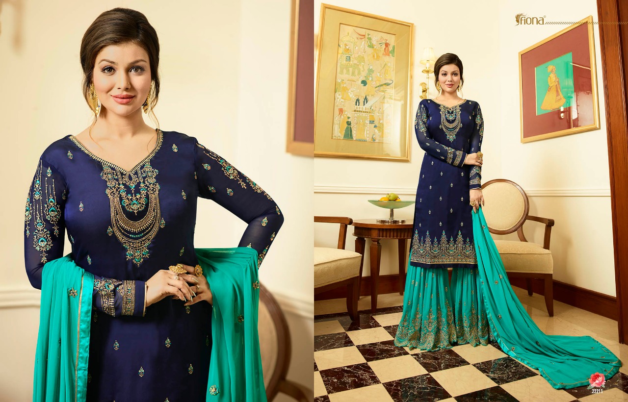 Fiona Ayesha Sharara Vol 2 Designer Party Wear Satin Georgette Dresses Online Dealer