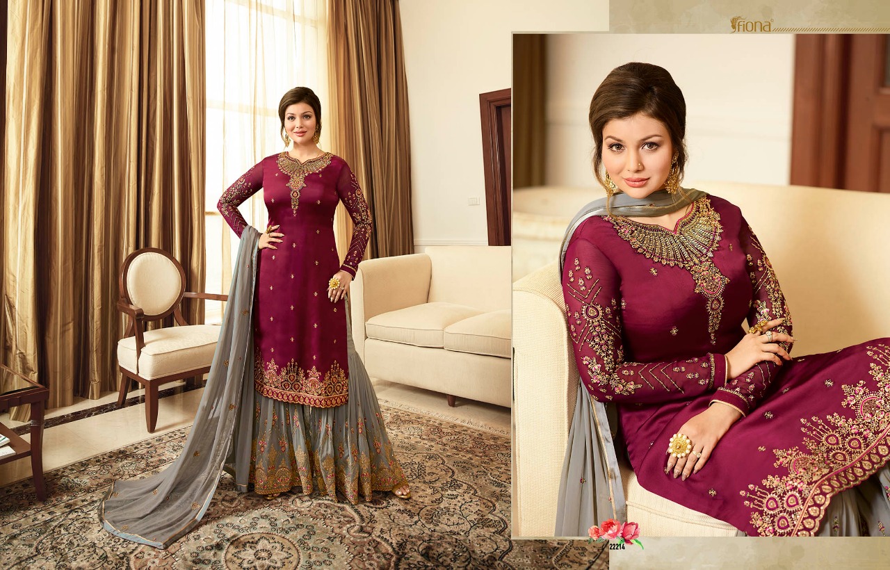 Fiona Ayesha Sharara Vol 2 Designer Party Wear Satin Georgette Dresses Online Dealer