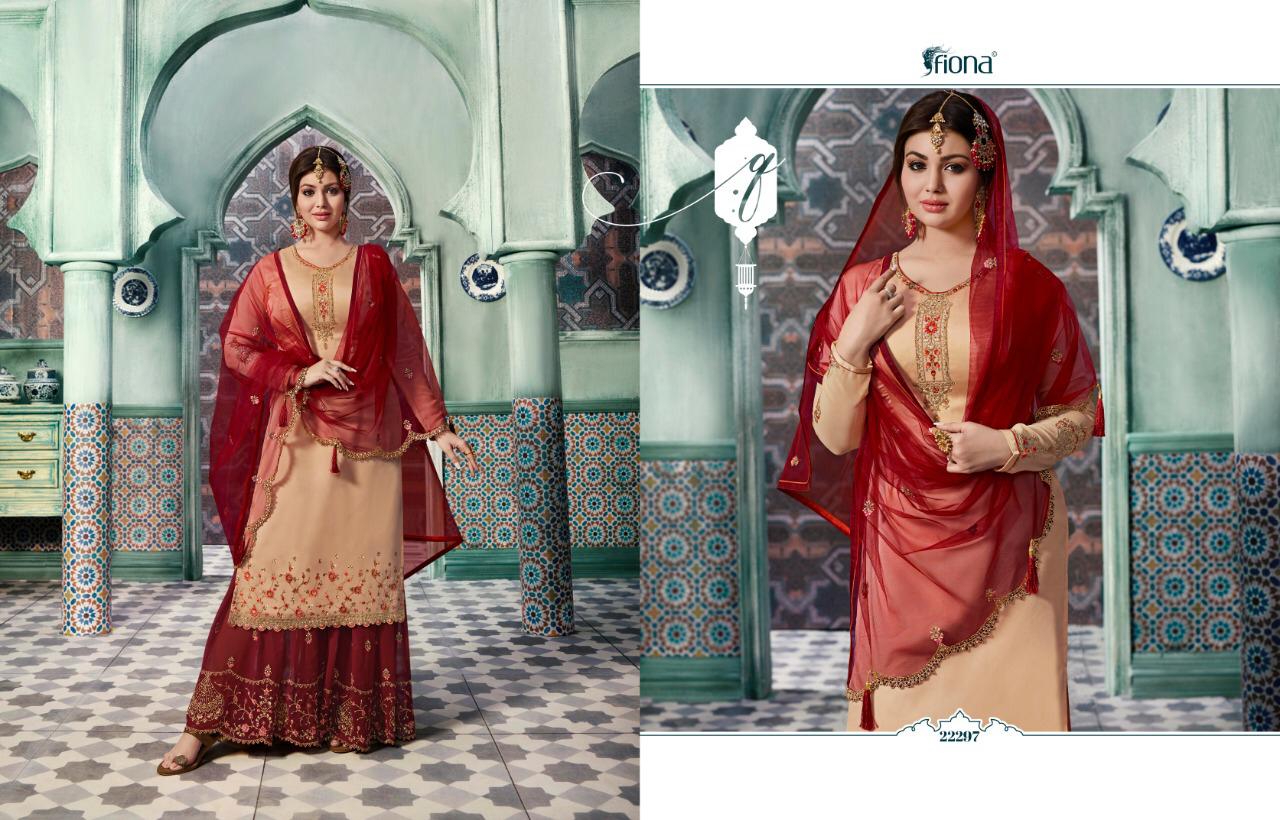 Fiona Ayesha Sharara Vol 5 Satin Georgette Plazzo Style Party Wear Salwar Kameez Collection