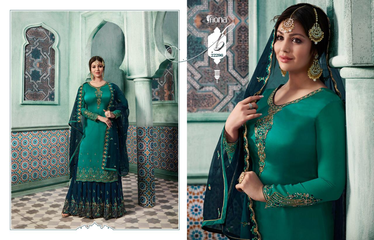 Fiona Ayesha Sharara Vol 5 Satin Georgette Plazzo Style Party Wear Salwar Kameez Collection