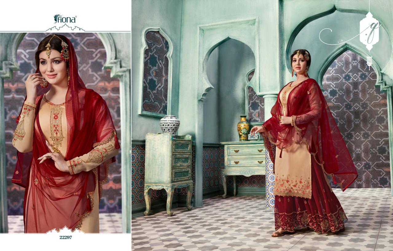 Fiona Ayesha Sharara Vol 5 Satin Georgette Plazzo Style Party Wear Salwar Kameez Collection