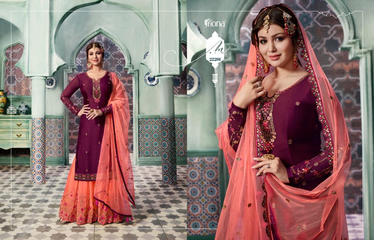 Fiona Ayesha Sharara Vol 5 Satin Georgette Plazzo Style Party Wear Salwar Kameez Collection
