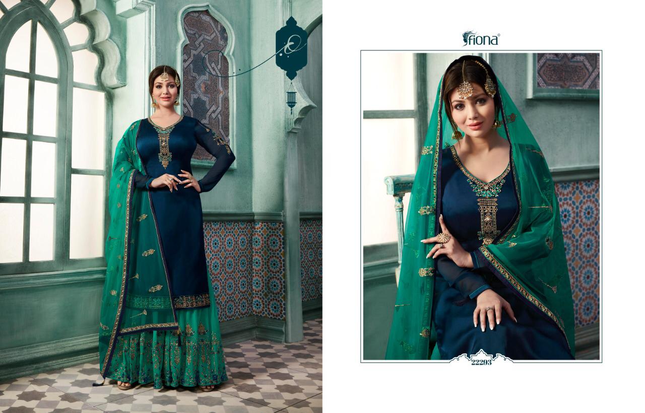 Fiona Ayesha Sharara Vol 5 Satin Georgette Plazzo Style Party Wear Salwar Kameez Collection