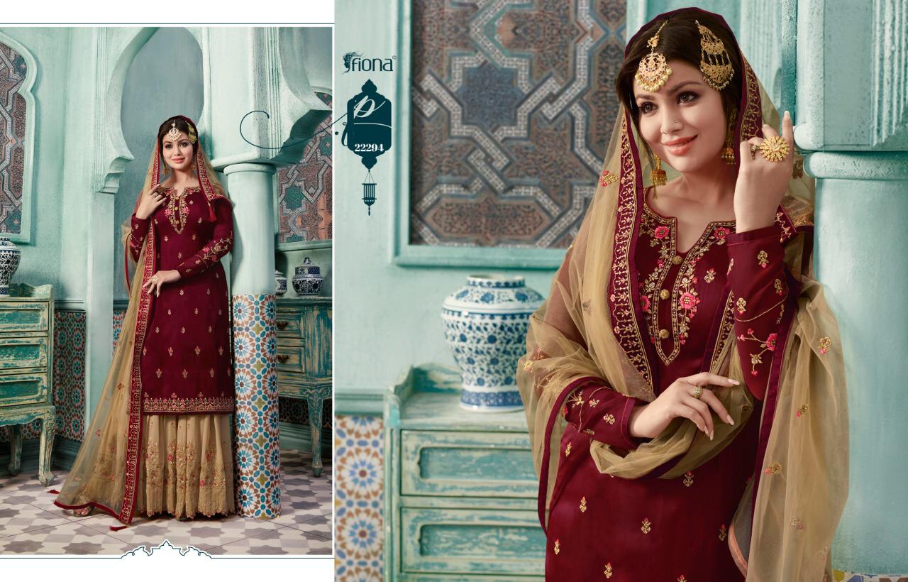 Fiona Ayesha Sharara Vol 5 Satin Georgette Plazzo Style Party Wear Salwar Kameez Collection
