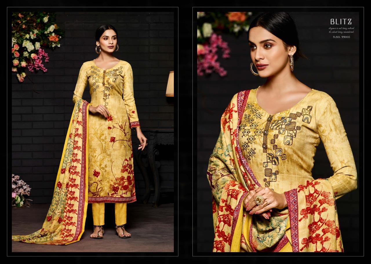 Blitz Sargam Prints Pashmina Designer Print Work Dress Materials For Winter Wear