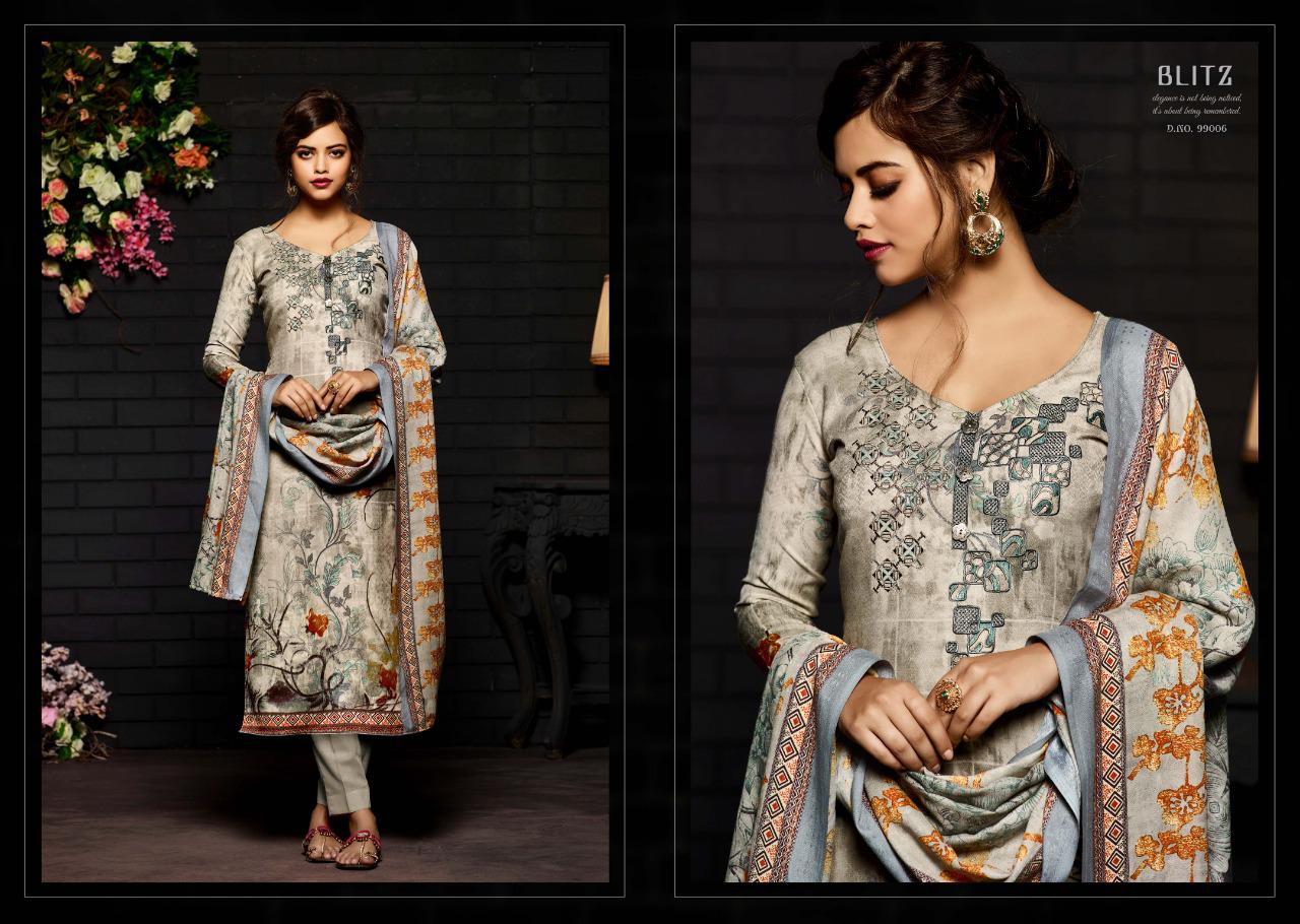 Blitz Sargam Prints Pashmina Designer Print Work Dress Materials For Winter Wear