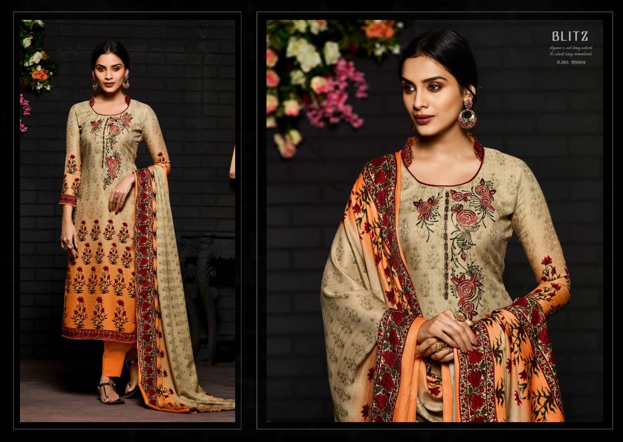 Blitz Sargam Prints Pashmina Designer Print Work Dress Materials For Winter Wear