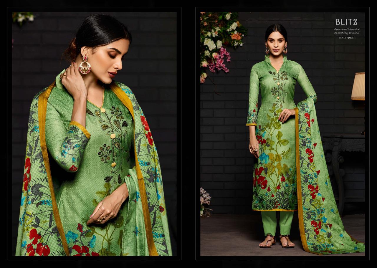 Blitz Sargam Prints Pashmina Designer Print Work Dress Materials For Winter Wear