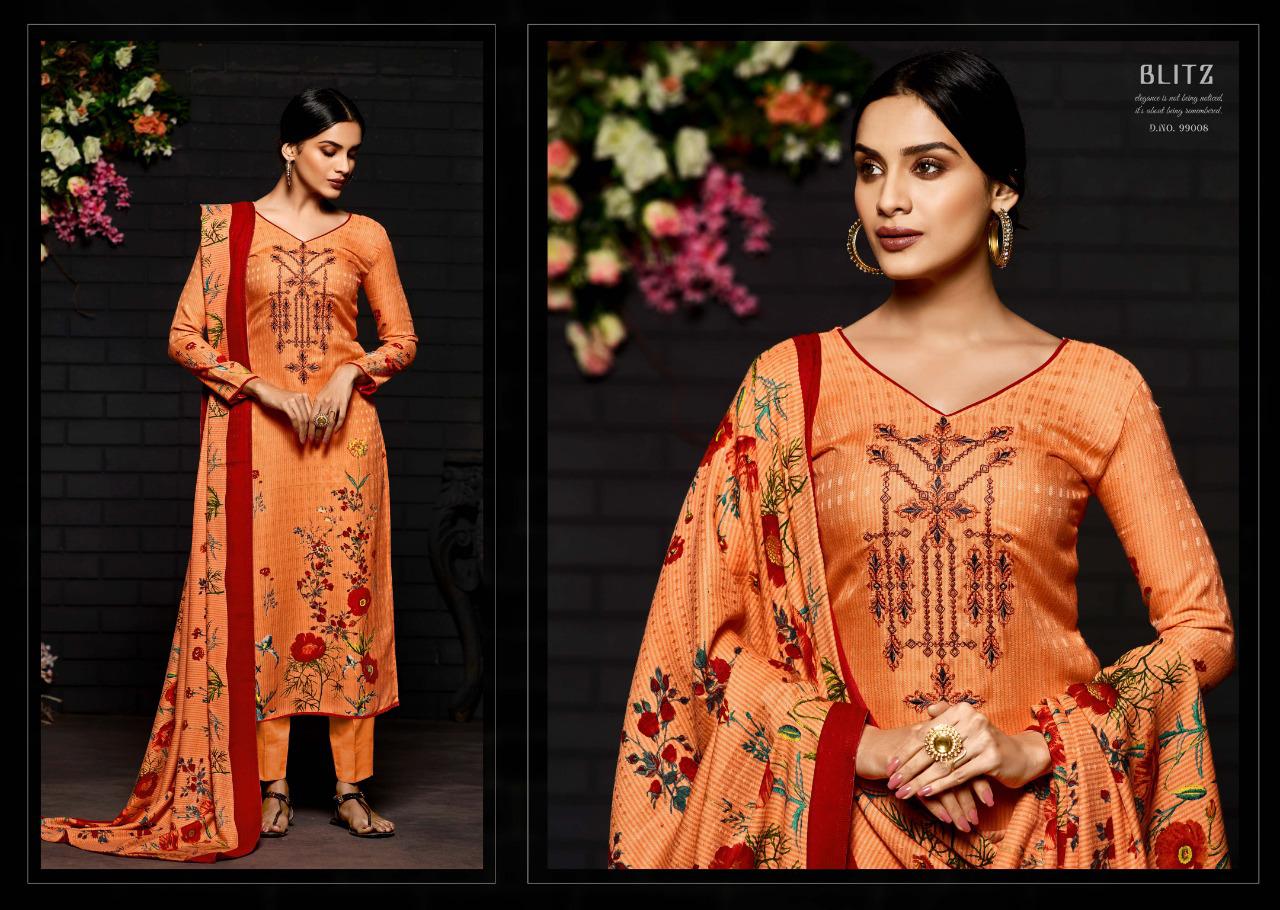 Blitz Sargam Prints Pashmina Designer Print Work Dress Materials For Winter Wear