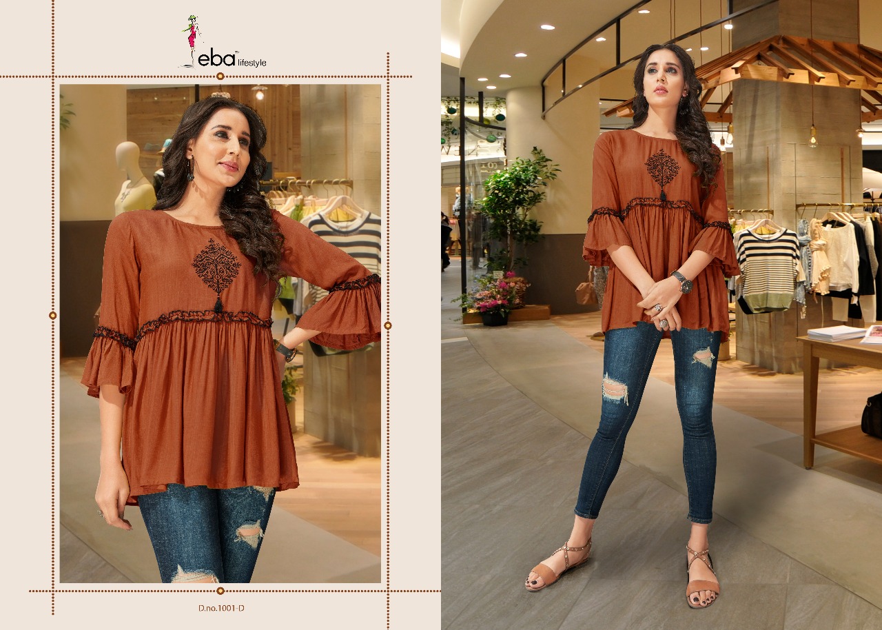 Eba Lifestyle Eba Vol 9 Nx Rayon Printed Readymade Top Collection