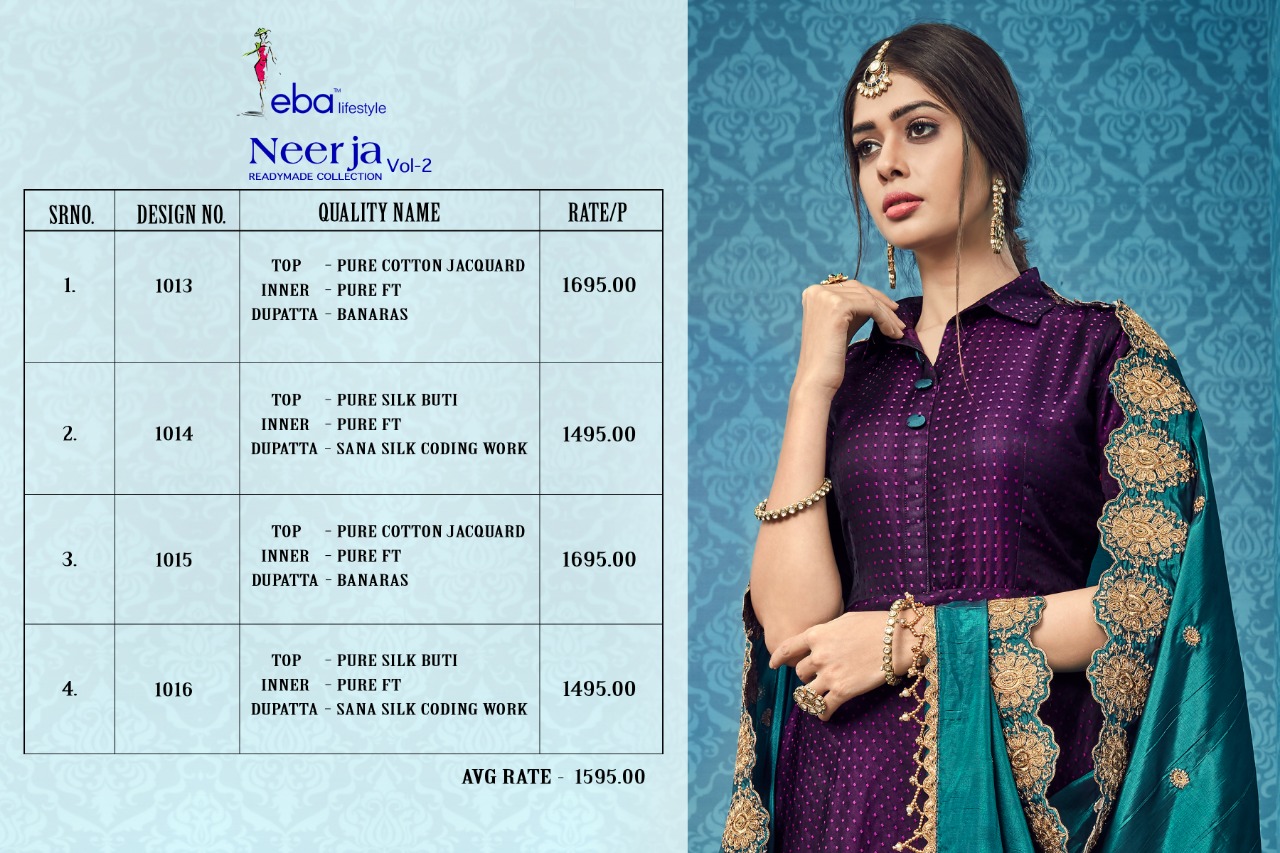 Neerja Vol 2 Eba Lifestyle Designer Readymade Gown With Dupatta Collection