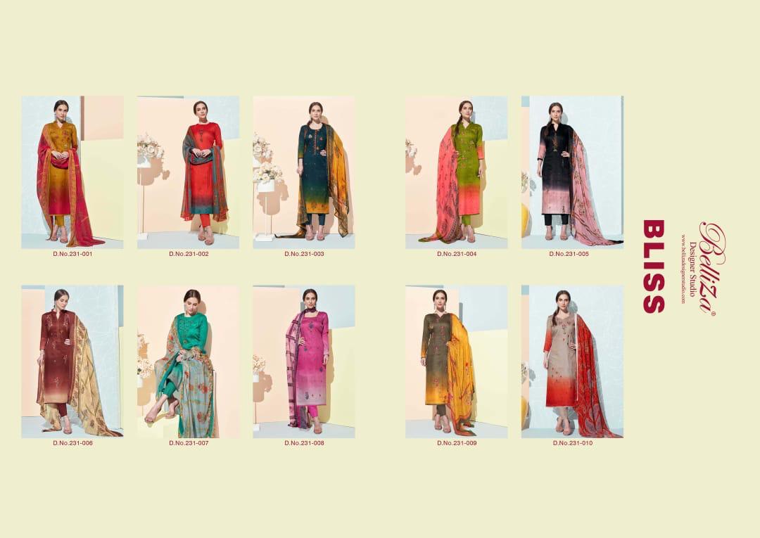 Belliza Designer Bliss Jam Cotton Fabric With Embroidery Work Suits Wholesale Dealer