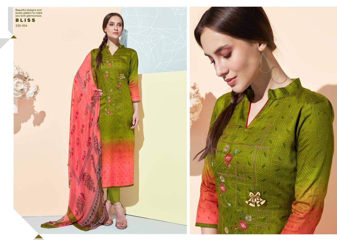 Belliza Designer Bliss Jam Cotton Fabric With Embroidery Work Suits Wholesale Dealer