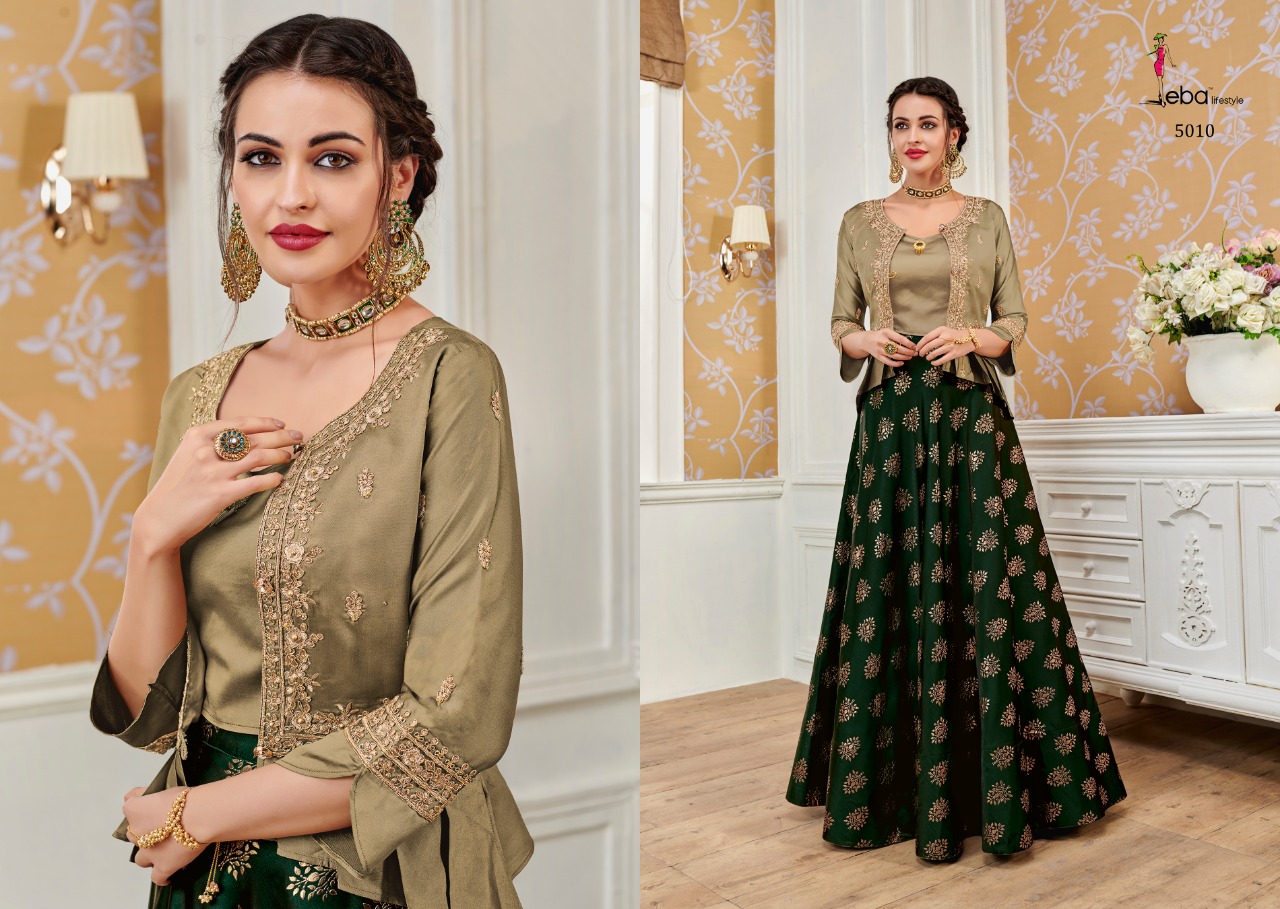 Eba Lifestyle Westren Vol 4 Satin Fabric Digital Print Skrit With Top