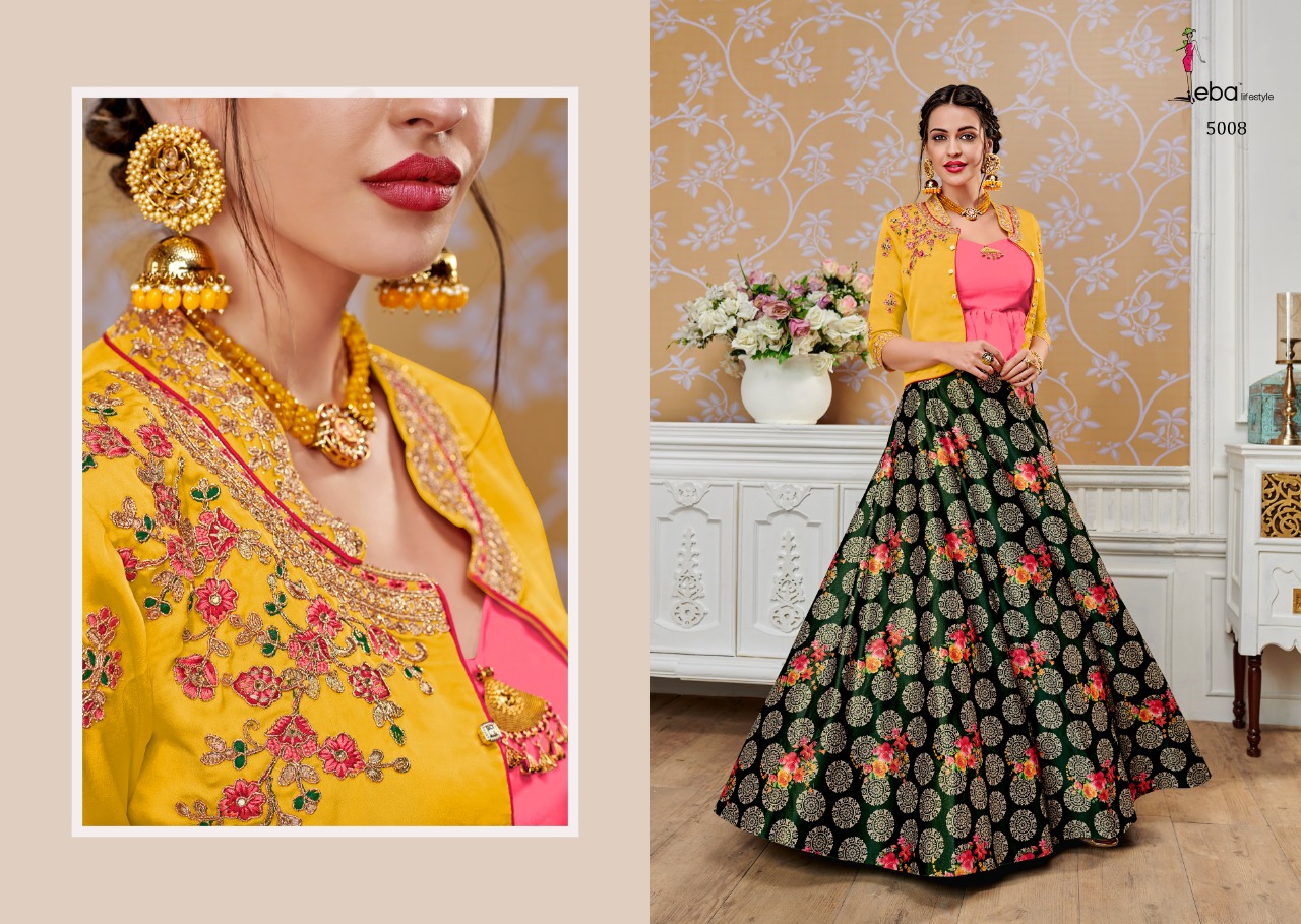 Eba Lifestyle Westren Vol 4 Satin Fabric Digital Print Skrit With Top