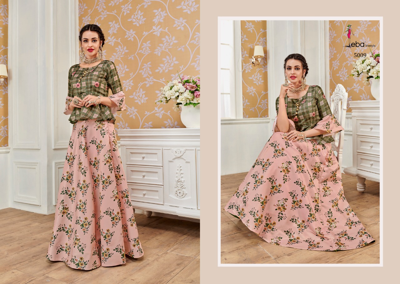 Eba Lifestyle Westren Vol 4 Satin Fabric Digital Print Skrit With Top