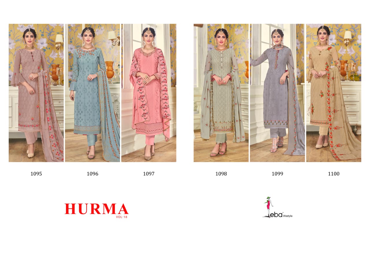 Eba Lifestyle Hurma Vol 18 Georgette Fabric Heavy Work Salwar Suit