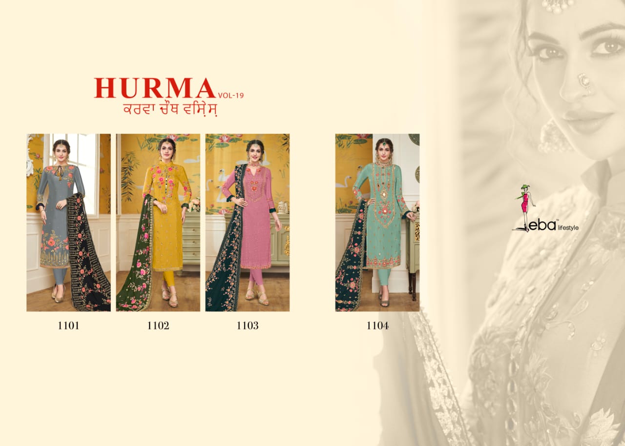 Eba Lifestyle Launch Hurma Vol 18 Viscose Fabric With Embroidery Work Salwar Suit