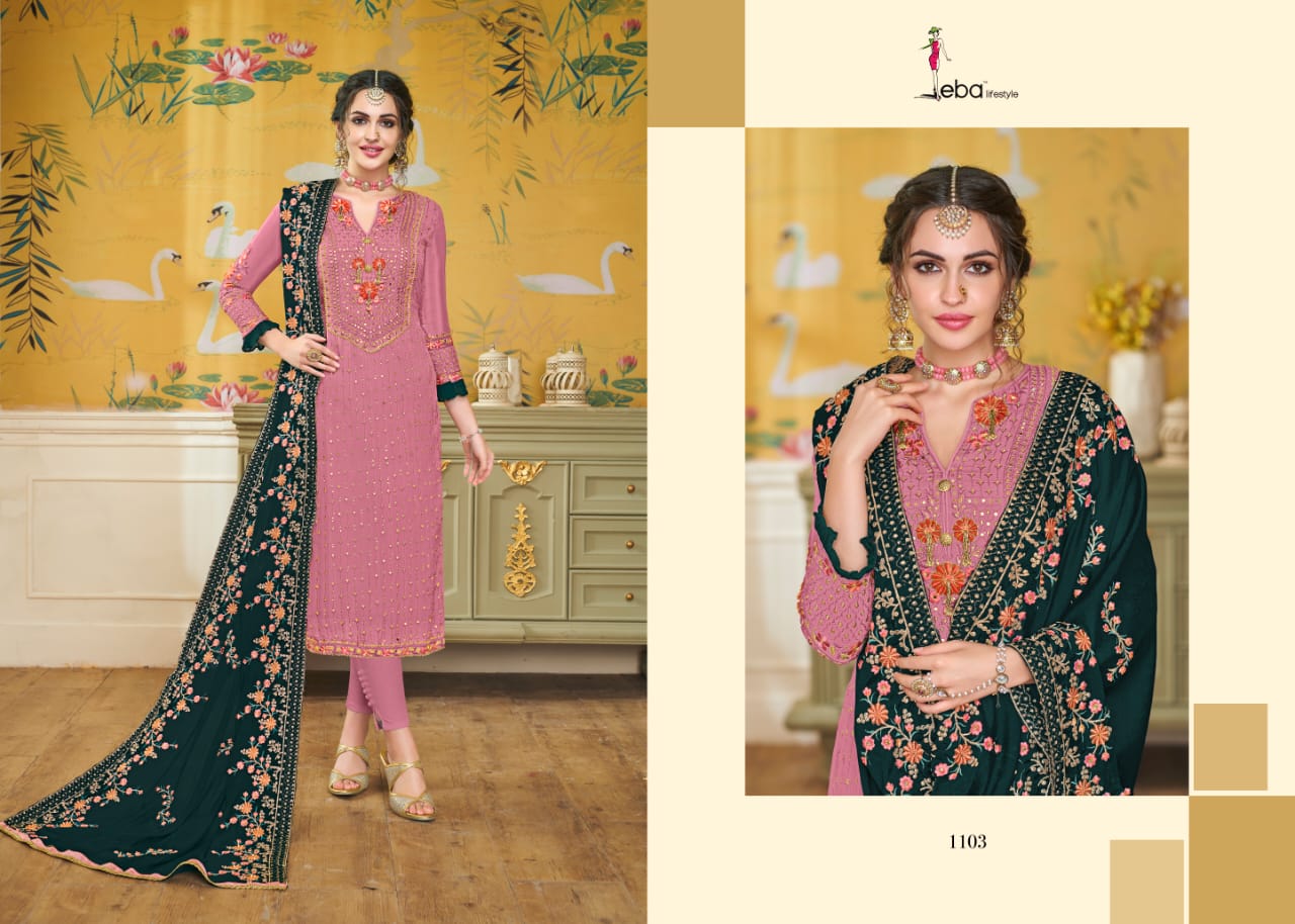 Eba Lifestyle Launch Hurma Vol 18 Viscose Fabric With Embroidery Work Salwar Suit
