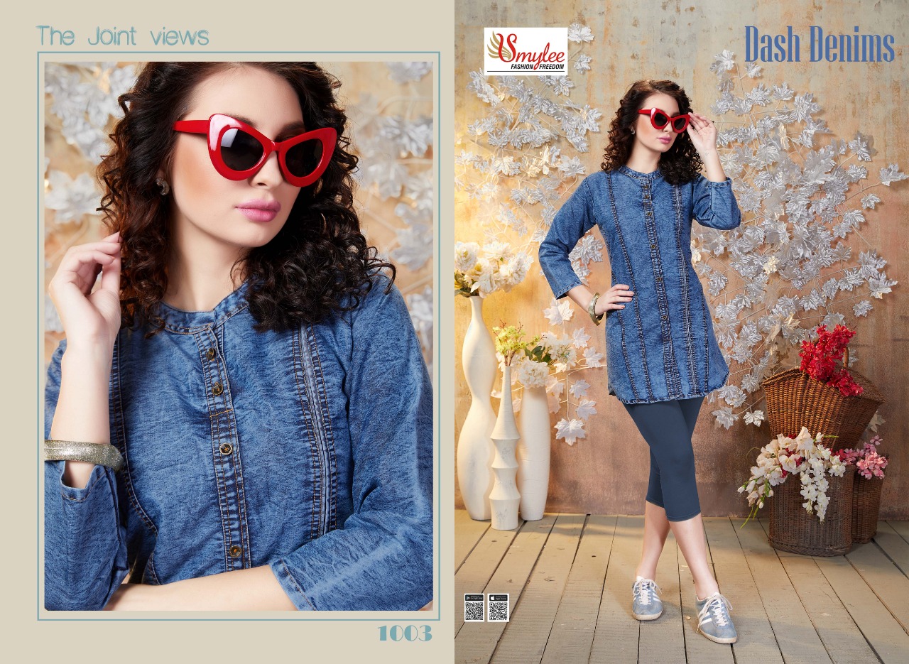 Smylee Fashion Dash Denim Heavy Fancy Wear Designer Kurti Wholesale Dealer At Surat