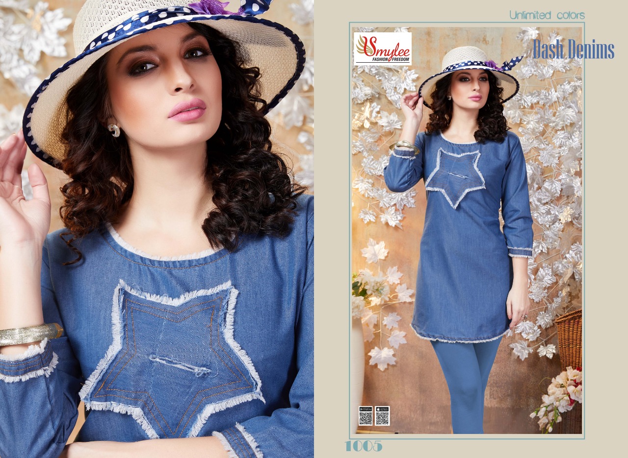 Smylee Fashion Dash Denim Heavy Fancy Wear Designer Kurti Wholesale Dealer At Surat