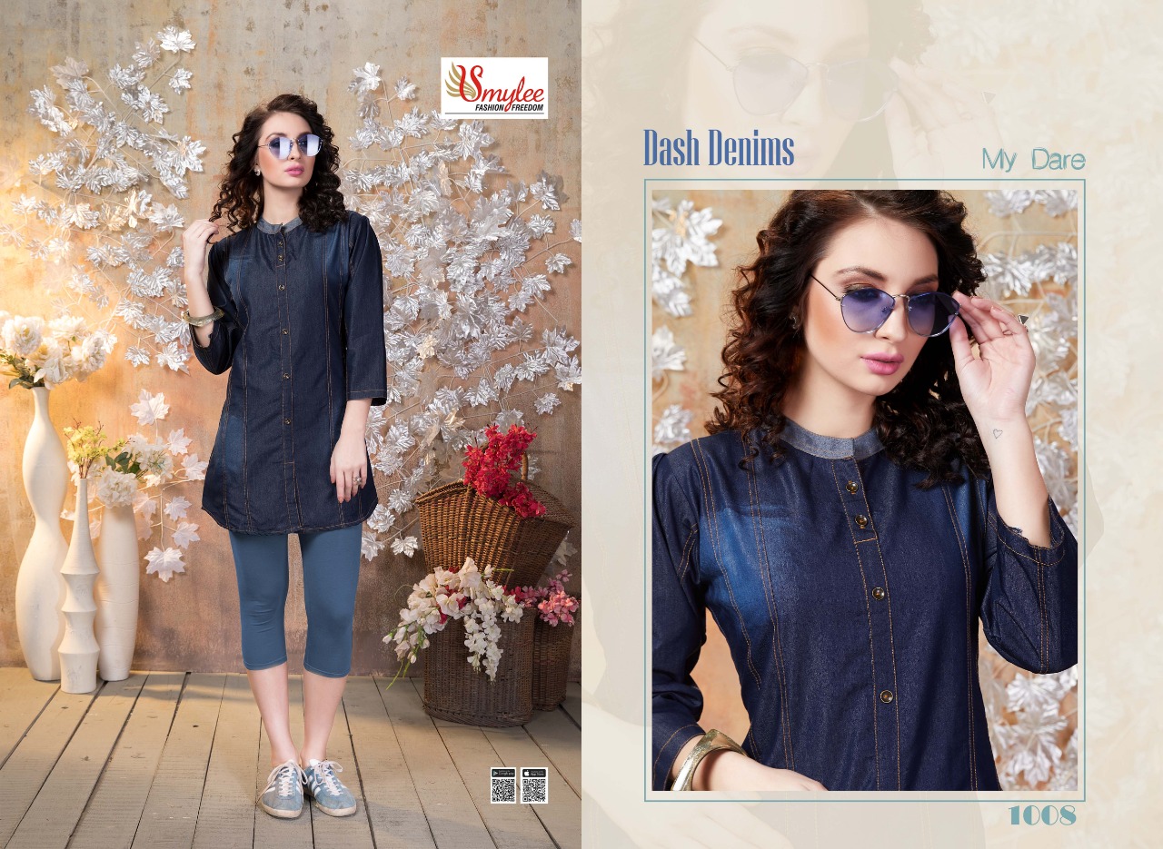 Smylee Fashion Dash Denim Heavy Fancy Wear Designer Kurti Wholesale Dealer At Surat