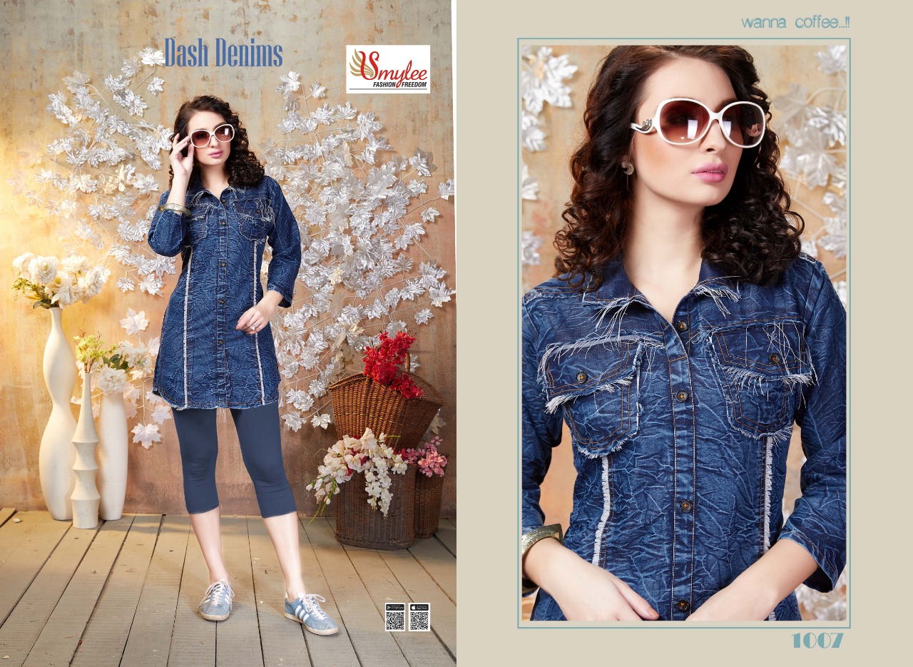 Smylee Fashion Dash Denim Heavy Fancy Wear Designer Kurti Wholesale Dealer At Surat