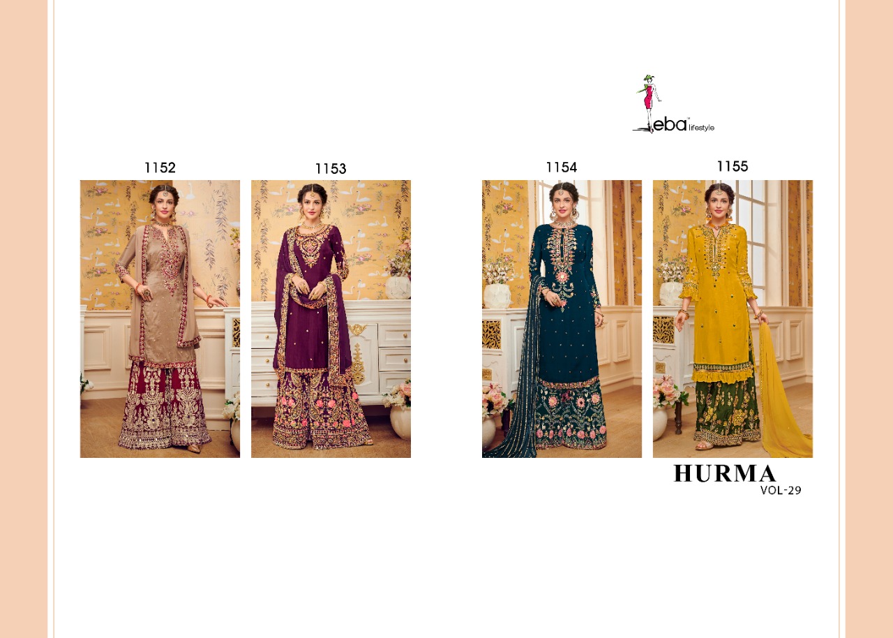 Eba Lifestyle Hurma Vol 29 Georgette Khatli Work Heavy Sharar Suit Wholesale Raet