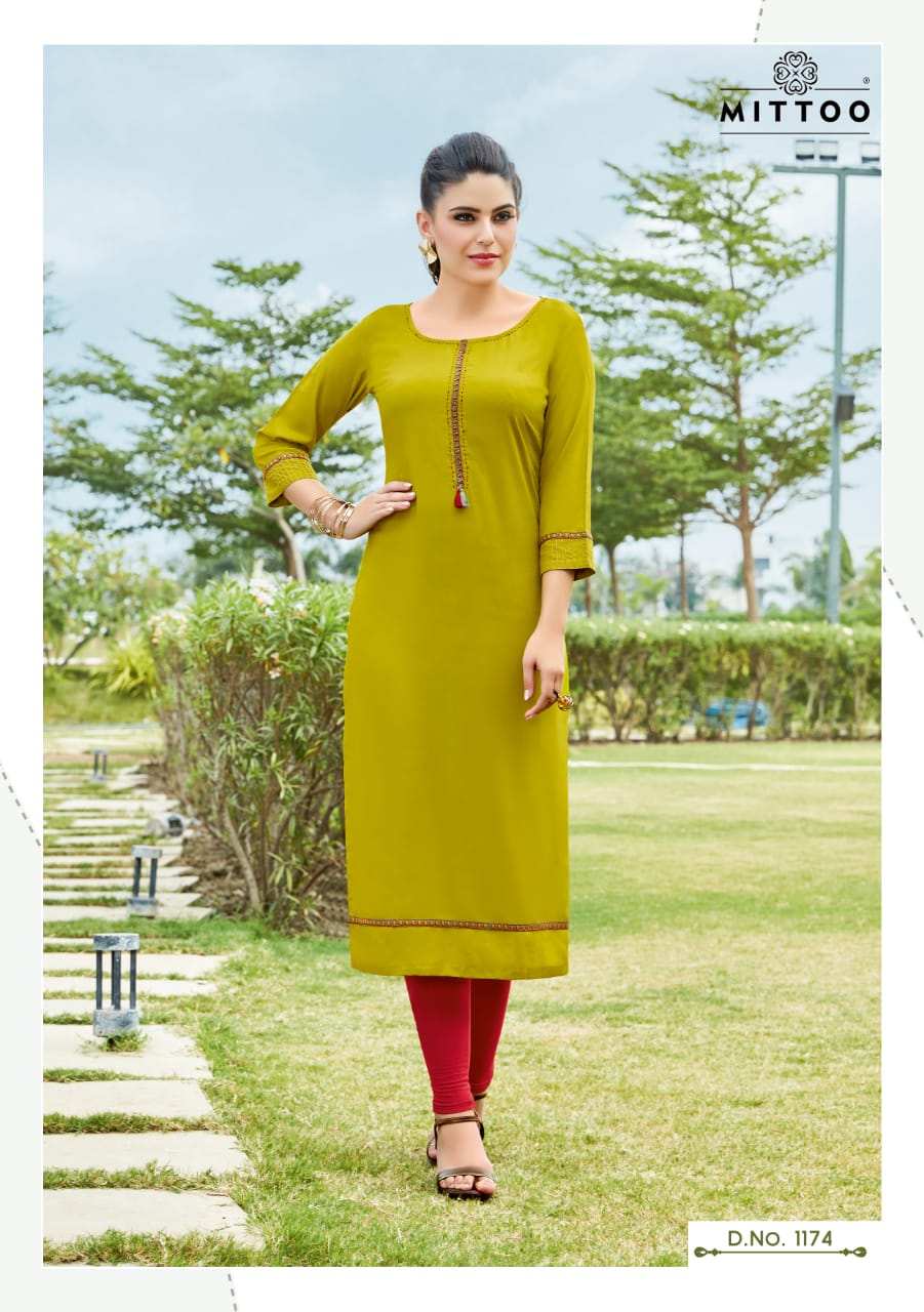 Mittoo Palak Vol 19 Rayon Straight Daily Wear Kurti Best Dealer Price