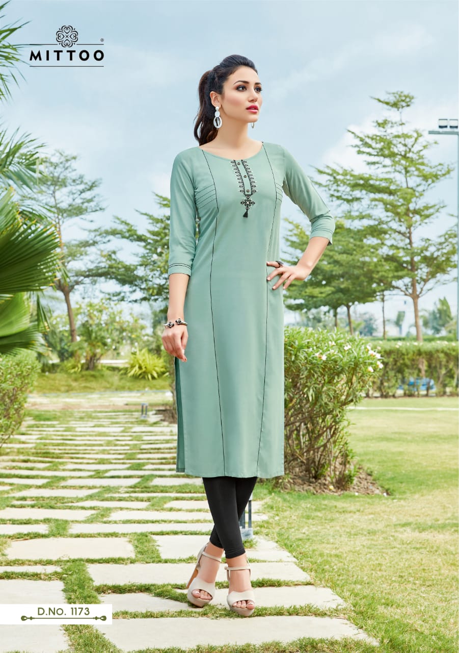 Mittoo Palak Vol 19 Rayon Straight Daily Wear Kurti Best Dealer Price