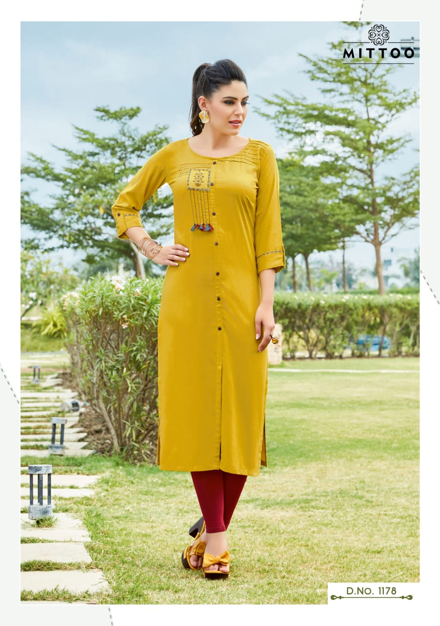 Mittoo Palak Vol 19 Rayon Straight Daily Wear Kurti Best Dealer Price
