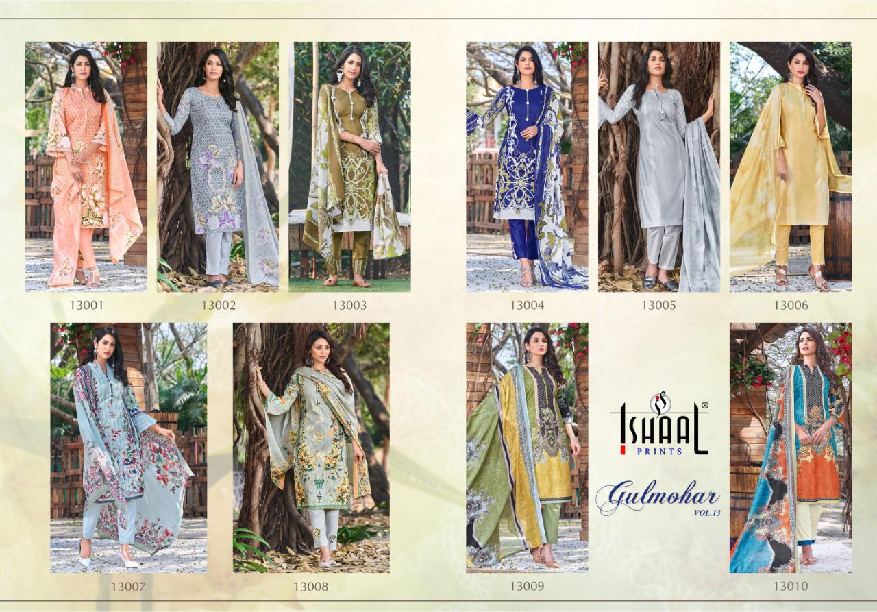 Ishaal Prints Gulmohar Vol 13 Lawn Cotton Mal Mal Dupatta Wholesale Rate Dealer From Surat