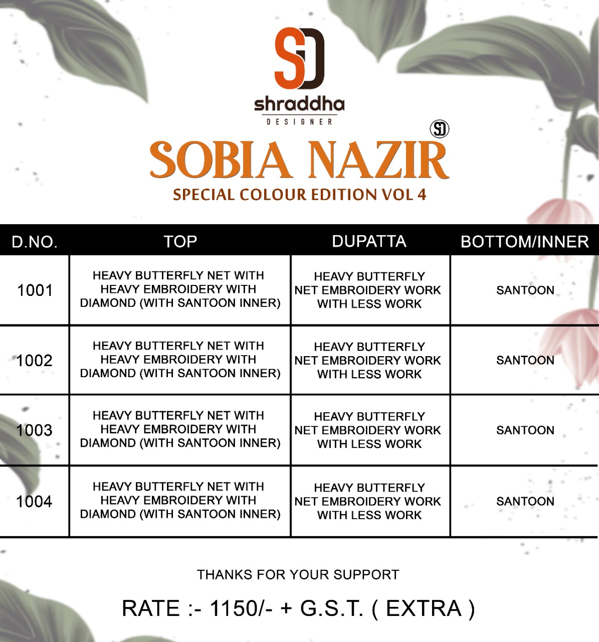 Shraddha Designer Sobia Nazir Vol.4 Heavy Butterfly Net Wedding Wear Outfit Collection