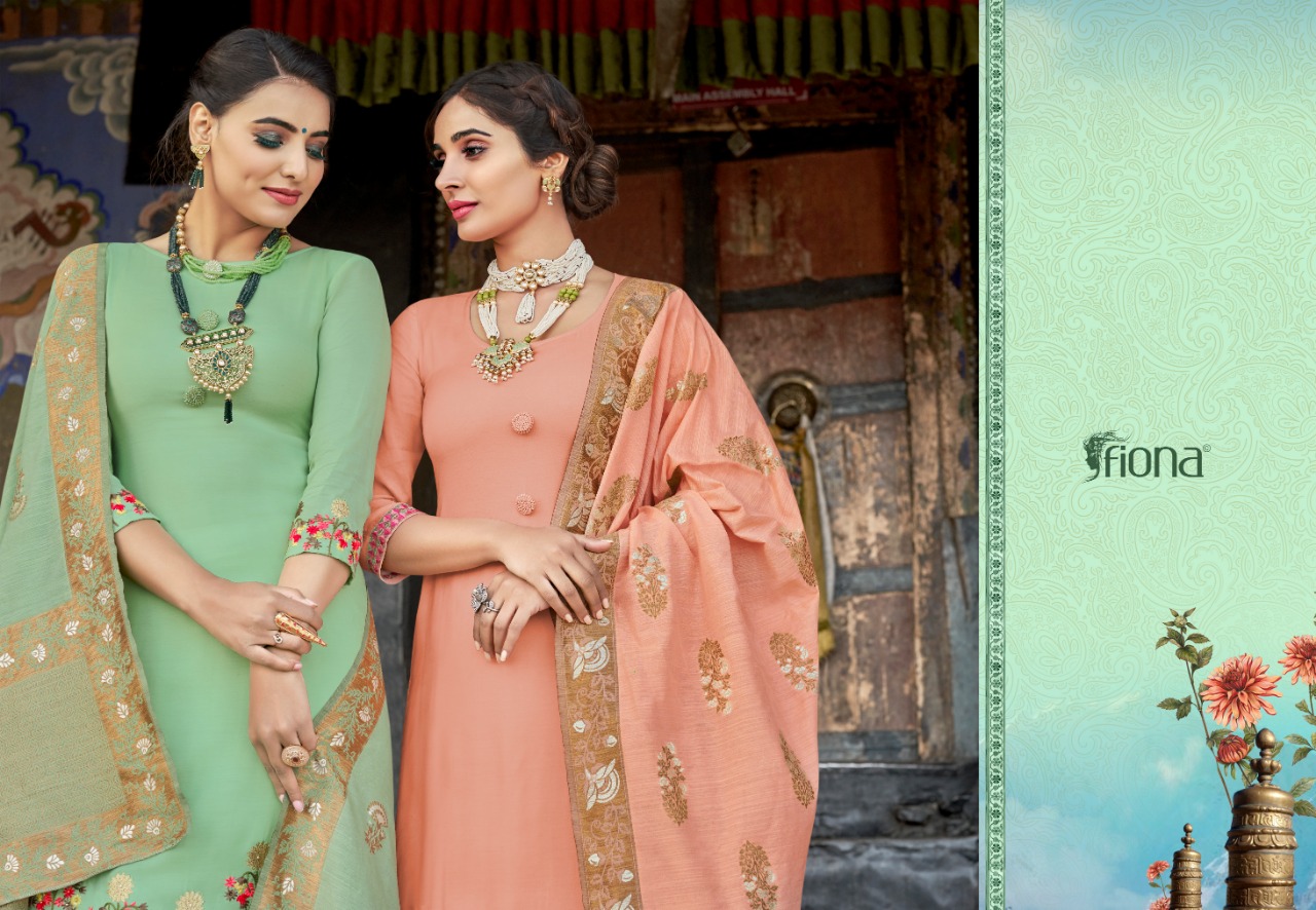 Fiona Launches Glamour & Glitter Festive Wear Embroidered Dress Material Wholesale Price