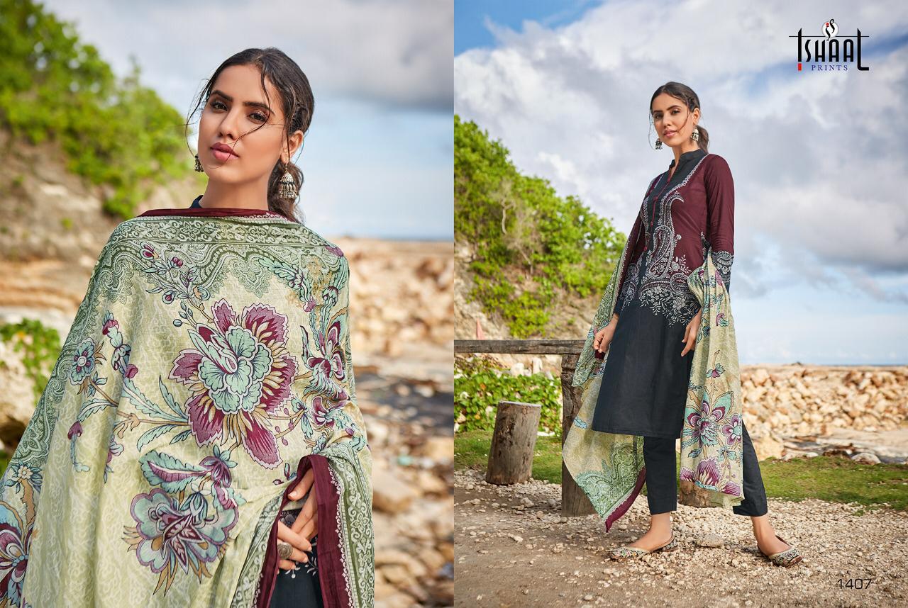 Ishaal Prints Gulmohar Vol 14 Lawn Cotton Karachi Collection Wholesale Dealer Surat
