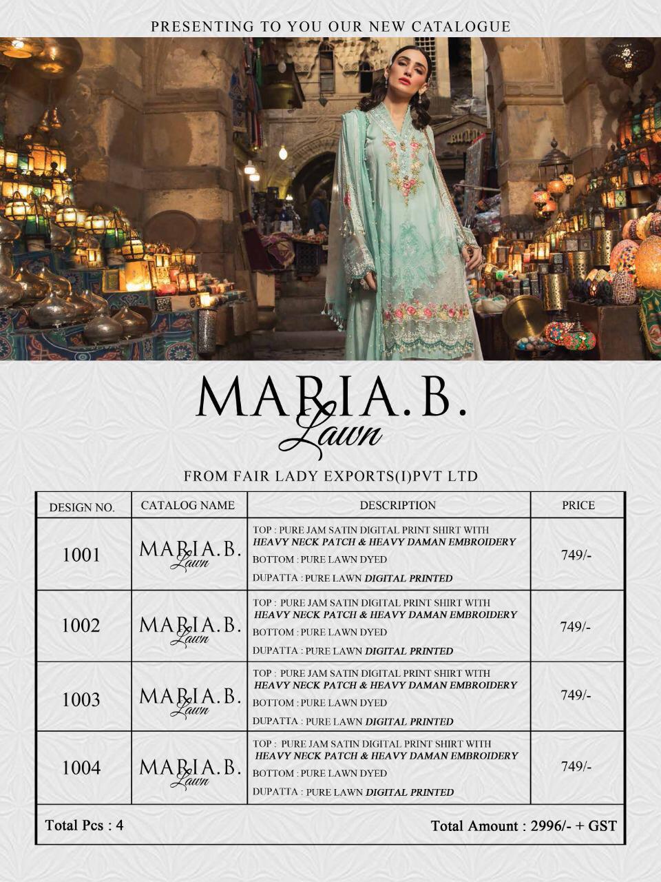 Fairlady Maria B. Premium Hit Design Satin Dress Material In Pakistani Style Online Buy