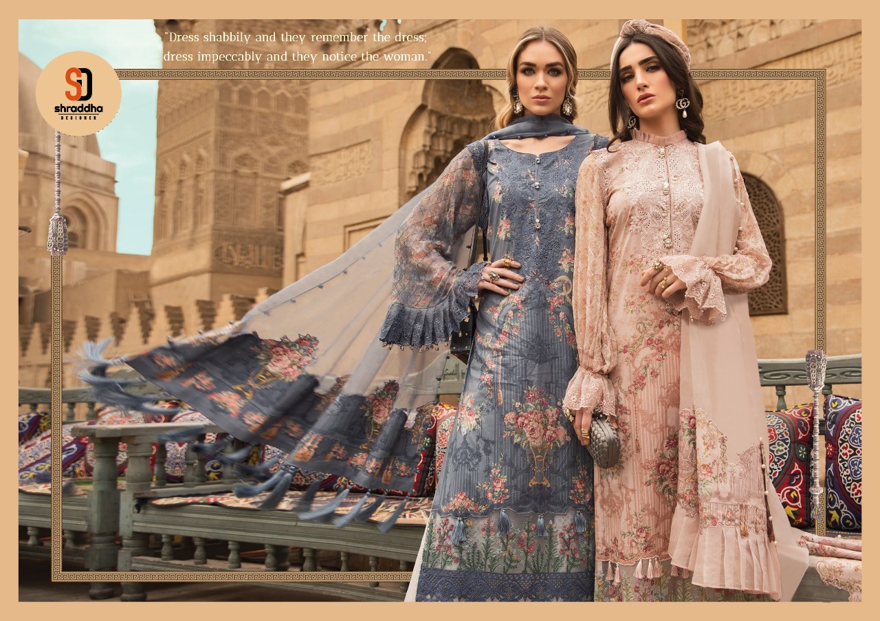 Shraddha Designer Mariya B. Lawn Cotton Partywear Dress Material With Digital Print And Embroidery