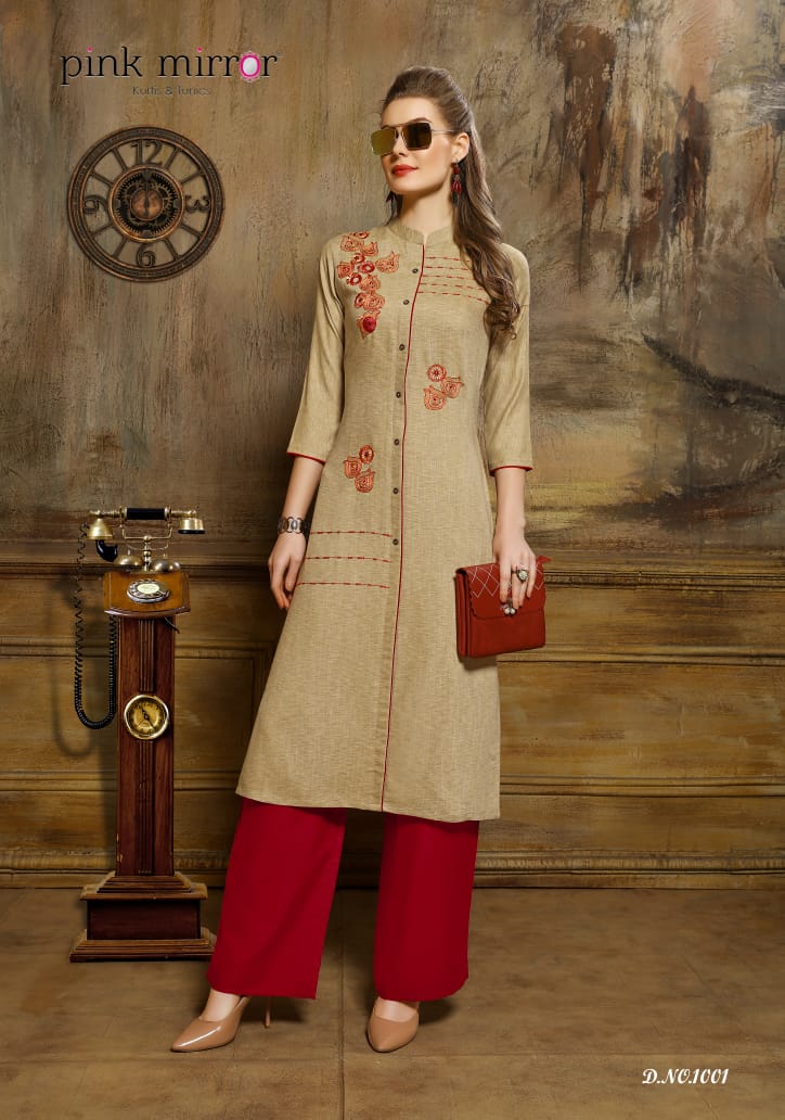 Pink Mirror Presents Timeless Viscose Casualwear Kurti With Pants At Best Price